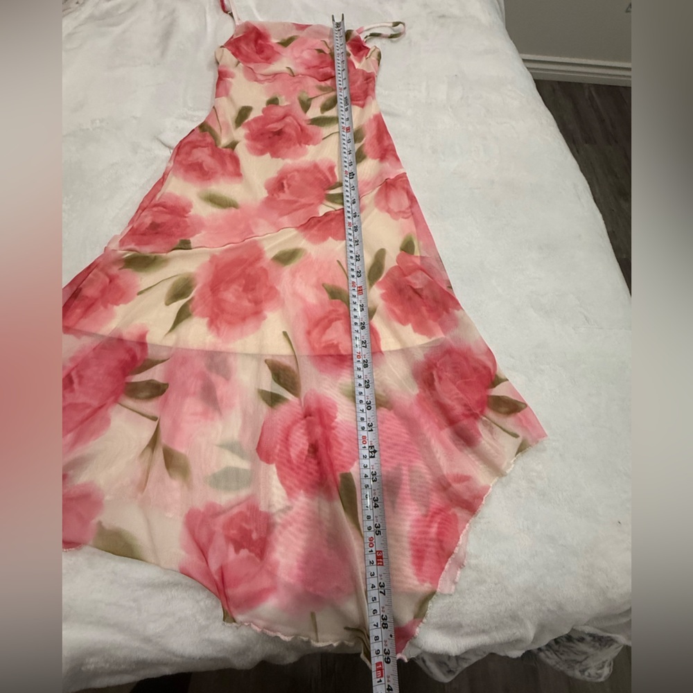 Pink Floral Midi Dress Coquette Whimsical Fairycore Barbiecore XS/S - Picture 11 of 11